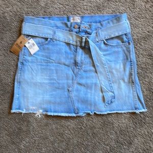 Ralph Lauren Polo denim distressed mini skirt with belt.